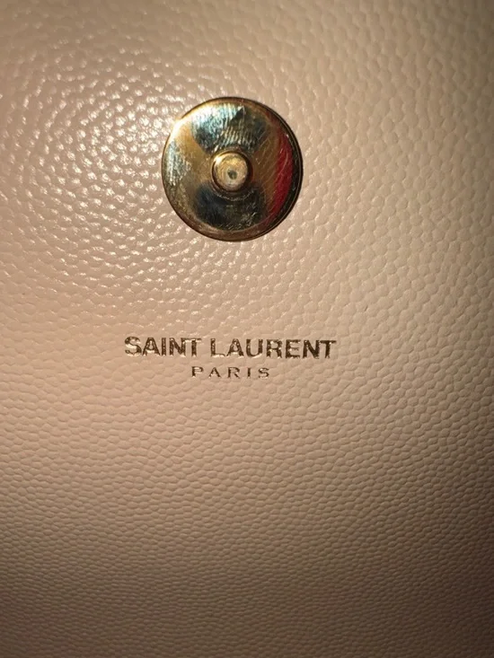 Saint Laurent Beige Leather YSL Monogram Clutch with Gold Hardware - Picture 2 of 7